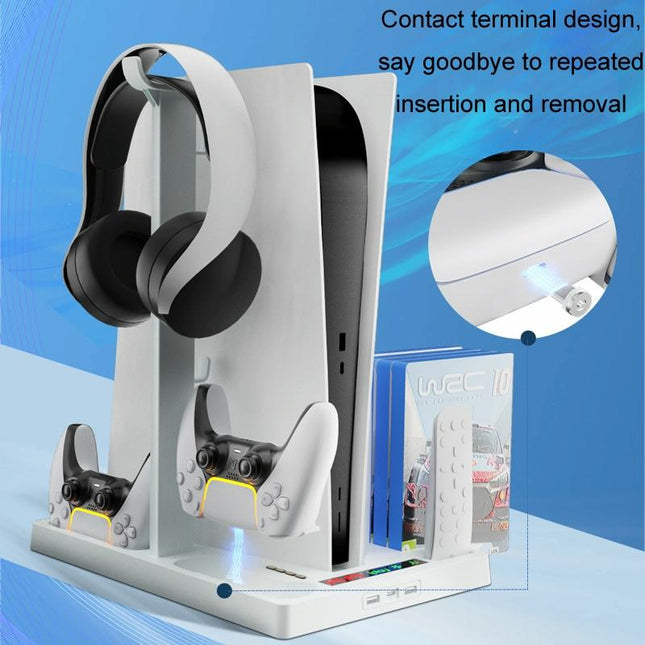 Ps5 Cooling Handle With Charging Base And Disc Storage Rack - White-1915197139391221764