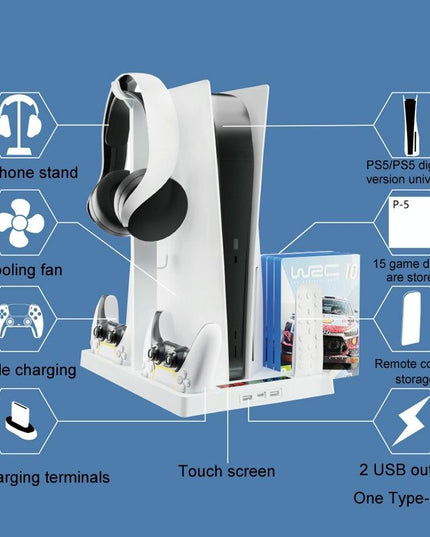 Ps5 Cooling Handle With Charging Base And Disc Storage Rack - White-1915197139391221765