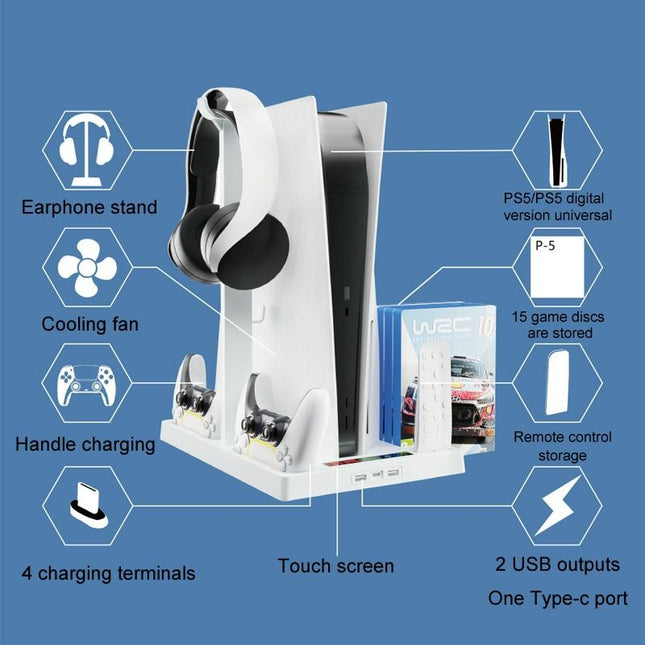 Ps5 Cooling Handle With Charging Base And Disc Storage Rack - White-1915197139391221765