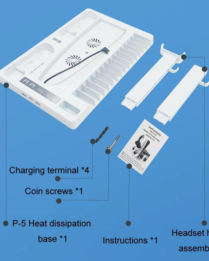 Ps5 Cooling Handle With Charging Base And Disc Storage Rack - White-1915197139391221766