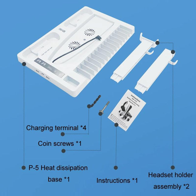 Ps5 Cooling Handle With Charging Base And Disc Storage Rack - White-1915197139391221766
