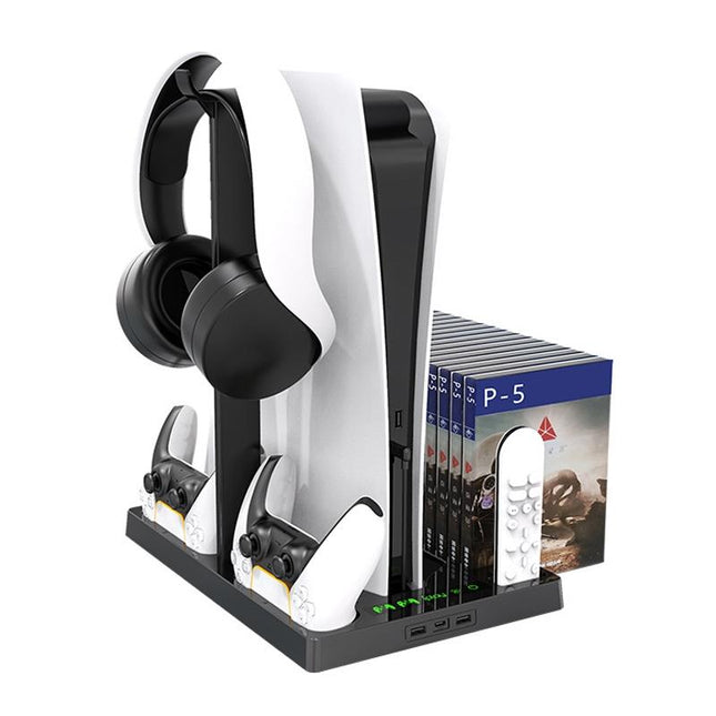 Ps5 Cooling Fan Base With Charging Stand And Disc Holder - Black-1915197143715549192