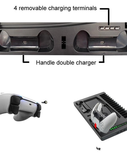 Ps5 Cooling Fan Base With Charging Stand And Disc Holder - Black-1915197143715549189