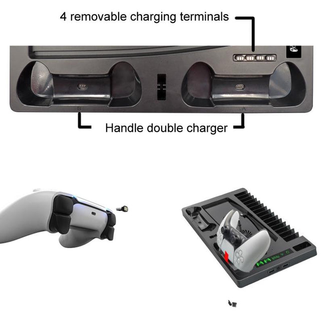 Ps5 Cooling Fan Base With Charging Stand And Disc Holder - Black-1915197143715549189