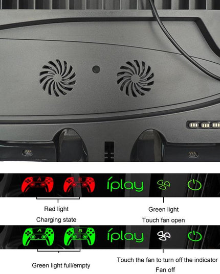 Ps5 Cooling Fan Base With Charging Stand And Disc Holder - Black-1915197143715549190