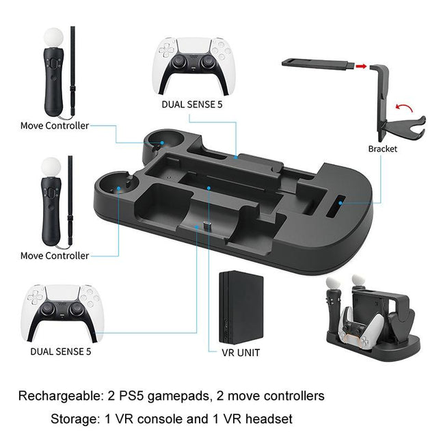 Multifunctional Ps5 / Move / Vr Charging Stand - White-1915196820670255107