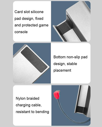 Steam Deck Charging Base Handheld Stand Charger Silver Gray-1915196946381934598