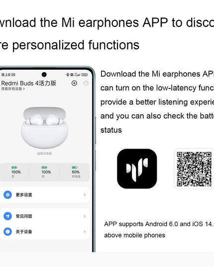 Waterproof Redmi Buds 4 Vitality Wireless Earphone With Bluetooth Calling And Noise Reduction - White-1915196832456249349