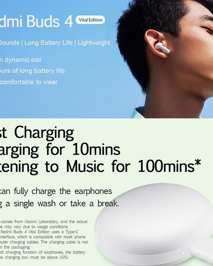 Waterproof Redmi Buds 4 Vitality Wireless Earphone With Bluetooth Calling And Noise Reduction - White-1915196832456249353