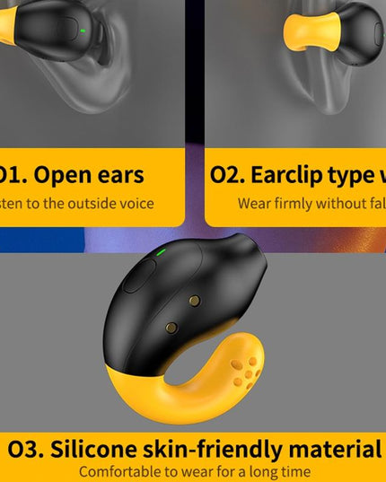 Wireless Ear Clip Bluetooth Headset With Led Display - Noise Reduction-1915196861329838088