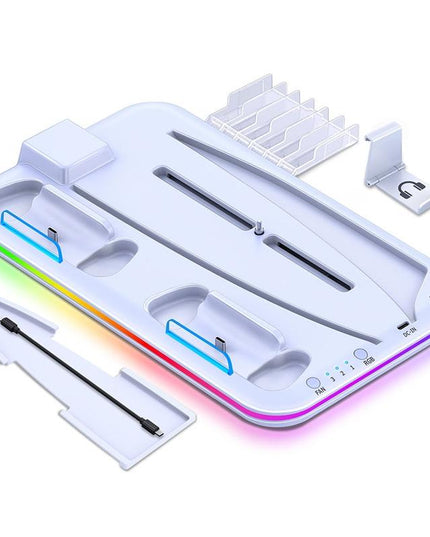 Multi-Functional Cooling Base For Ps5 / Psvr2 Controller With Rgb Lights - White-1915196868254633991