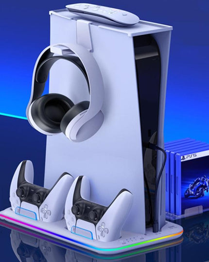 Multi-Functional Cooling Base For Ps5 / Psvr2 Controller With Rgb Lights - White-1915196868254633985