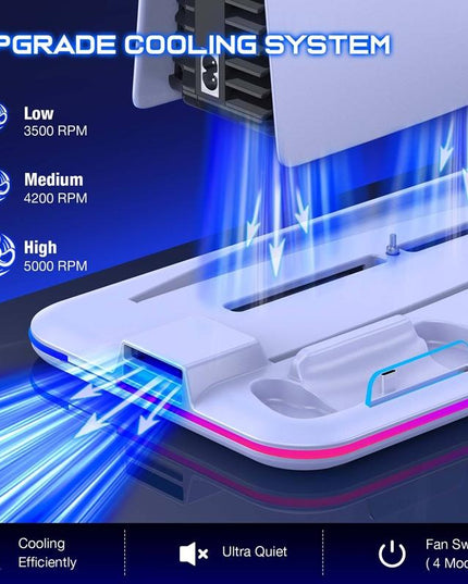 Multi-Functional Cooling Base For Ps5 / Psvr2 Controller With Rgb Lights - White-1915196868254633988