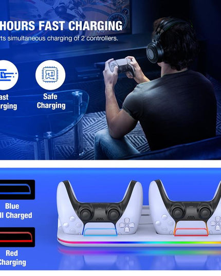 Multi-Functional Cooling Base For Ps5 / Psvr2 Controller With Rgb Lights - White-1915196868254633989