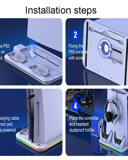 Multi-Functional Cooling Base For Ps5 / Psvr2 Controller With Rgb Lights - White-1915196868254633990