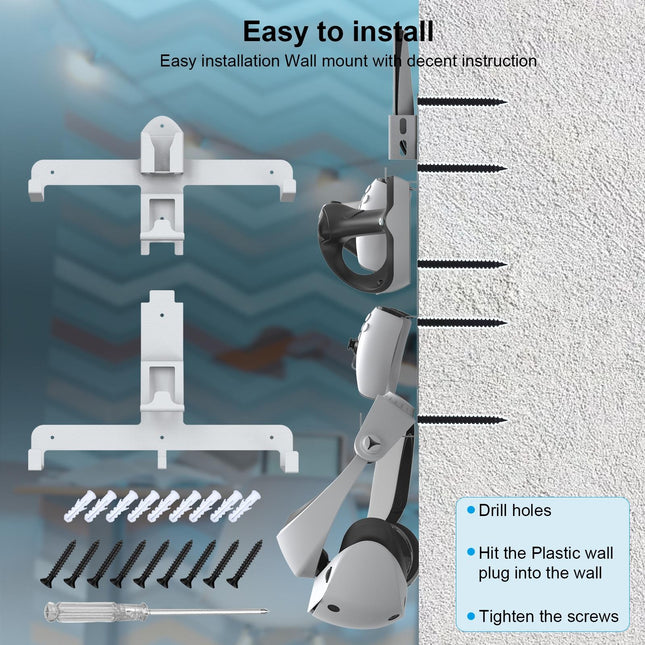 Wall Storage Bracket For Ps5 Vr2 Helmet / Headset / Handle / Remote Control - White-1915196827033014274