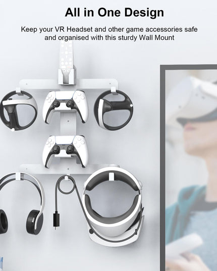 Wall Storage Bracket For Ps5 Vr2 Helmet / Headset / Handle / Remote Control - White-1915196827033014275