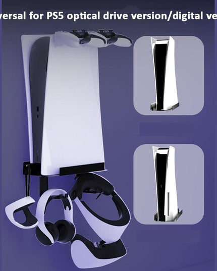 Wall-Mounted Bracket For Ps5 Console With Controller Vr Glasses And Headphone Storage - Black-1915196836906405891