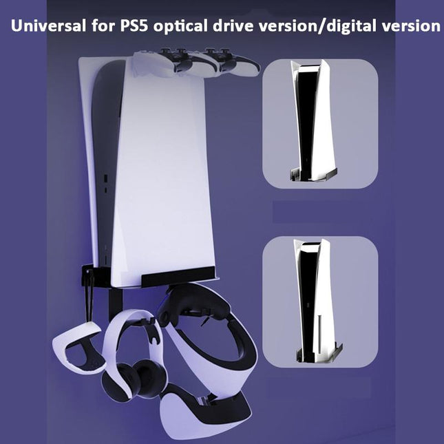 Wall-Mounted Bracket For Ps5 Console With Controller Vr Glasses And Headphone Storage - Black-1915196836906405891