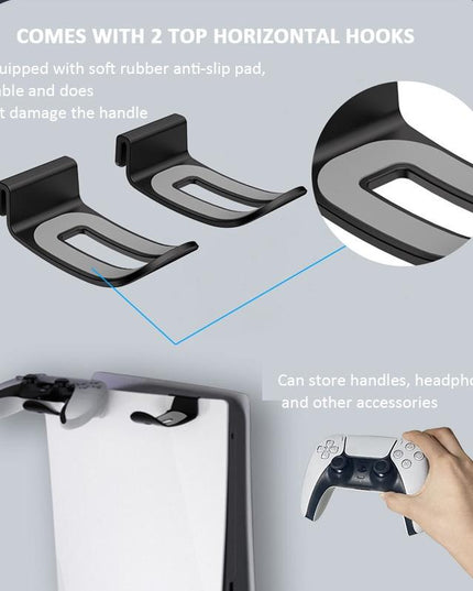 Wall-Mounted Bracket For Ps5 Console With Controller Vr Glasses And Headphone Storage - Black-1915196836906405894