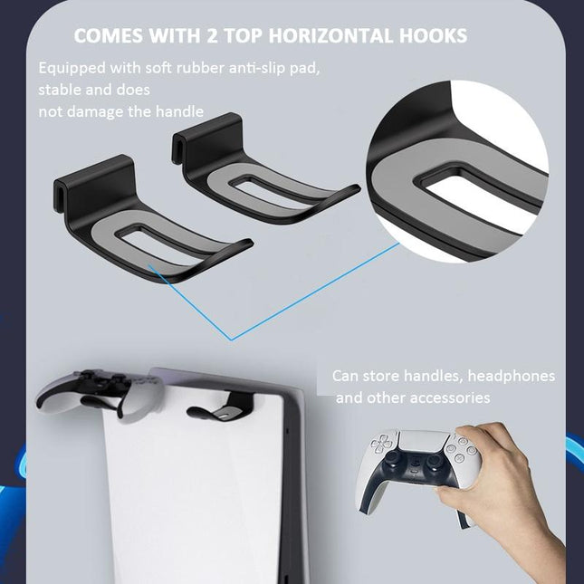 Wall-Mounted Bracket For Ps5 Console With Controller Vr Glasses And Headphone Storage - Black-1915196836906405894
