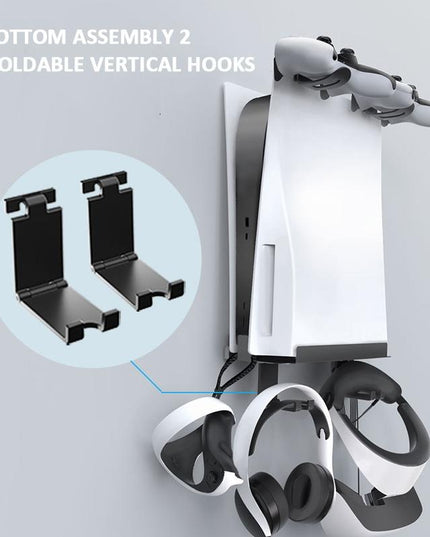 Wall-Mounted Bracket For Ps5 Console With Controller Vr Glasses And Headphone Storage - Black-1915196836906405895