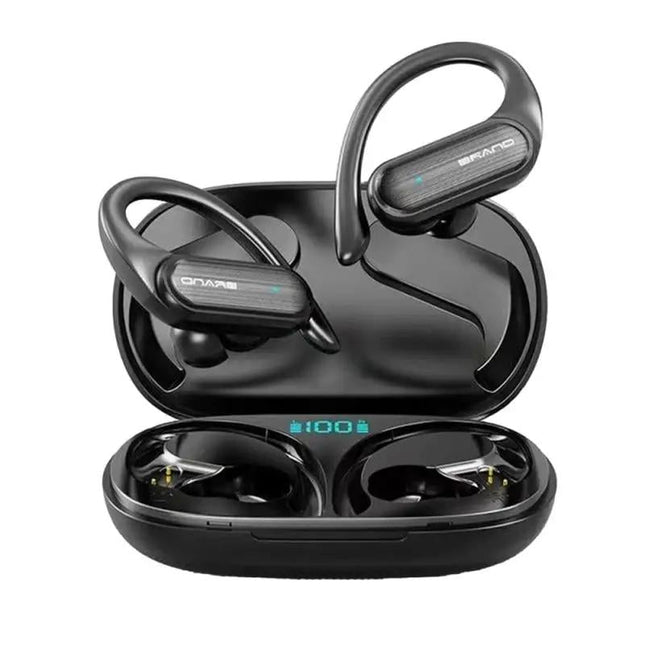Waterproof Wireless Bluetooth Earphones With Led Display - Black-1915196893315600384