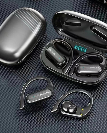 Waterproof Wireless Bluetooth Earphones With Led Display - Black-1915196893315600385