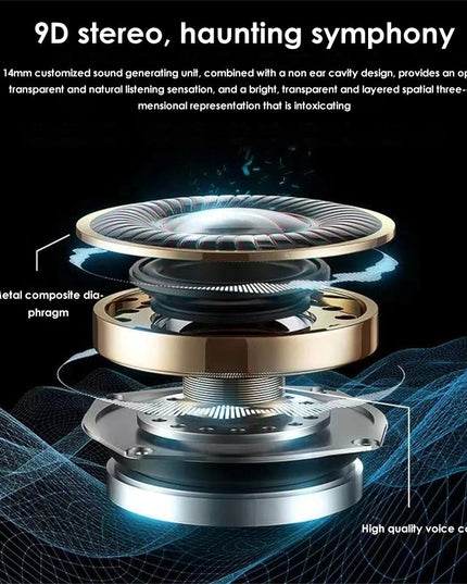 Waterproof Wireless Bluetooth Earphones With Led Display - Black-1915196893315600387
