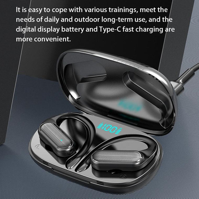 Waterproof Wireless Bluetooth Earphones With Led Display - Black-1915196893315600392
