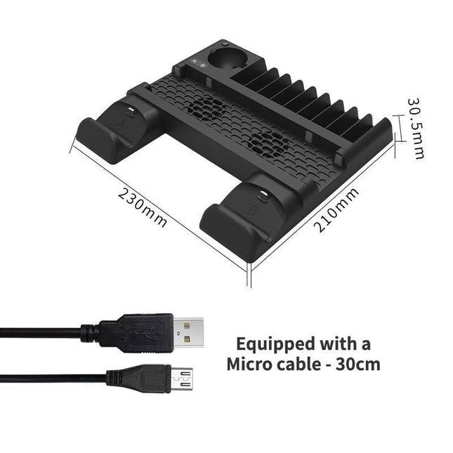 Multi-Function Dual-Seat Cooling Base For Ps4 / Ps4 Pro / Ps4 Slim With Charging And Storage - Black-1915196928237375491
