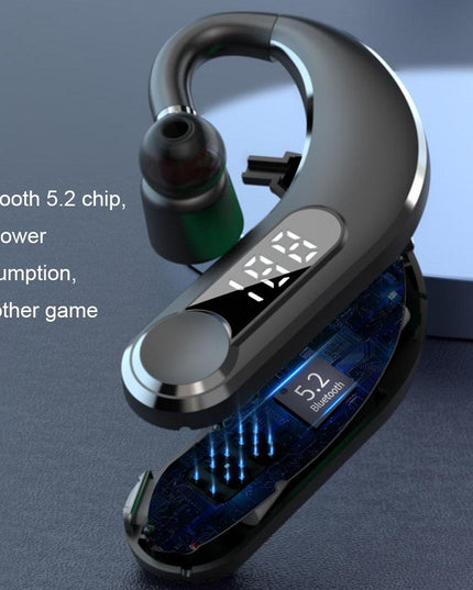 Waterproof Bluetooth Earphones With Led Display - Black-1915197126565040130