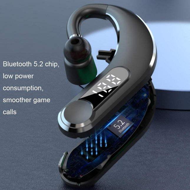 Waterproof Bluetooth Earphones With Led Display - Black-1915197126565040130