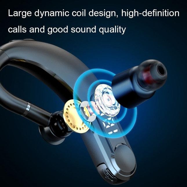 Waterproof Bluetooth Earphones With Led Display - Black-1915197126565040131