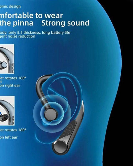 Waterproof Bluetooth Earphones With Led Display - Black-1915197126565040133