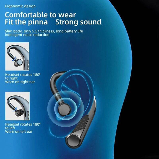 Waterproof Bluetooth Earphones With Led Display - Black-1915197126565040133