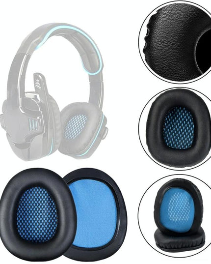 2-Pack Blue Leather Headset Covers For Sades Headphones-1915196844112220163