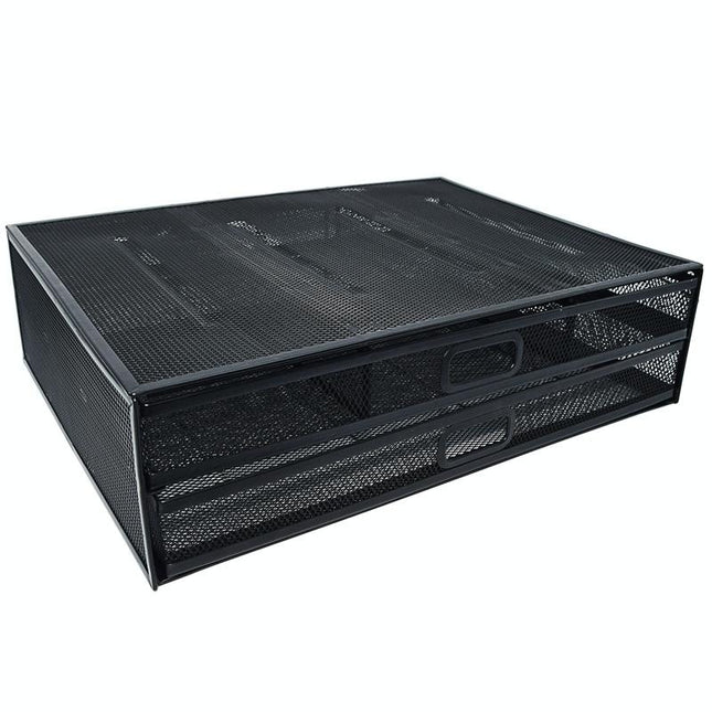 Double Iron Desktop Stand With Drawer For Height Increase And Storage - Black-1915196862160310273