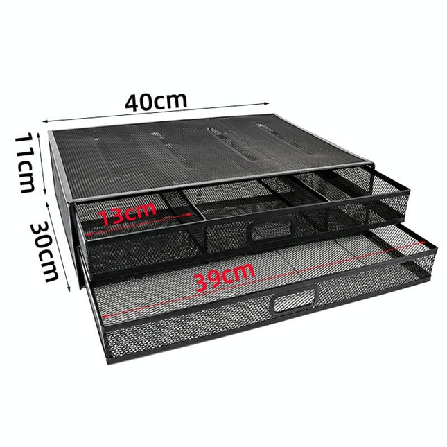 Double Iron Desktop Stand With Drawer For Height Increase And Storage - Black-1915196862160310274