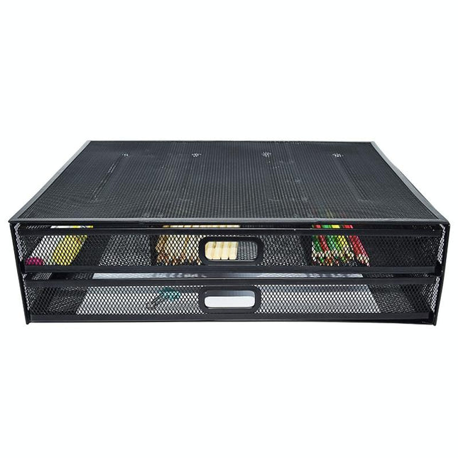 Double Iron Desktop Stand With Drawer For Height Increase And Storage - Black-1915196862160310275
