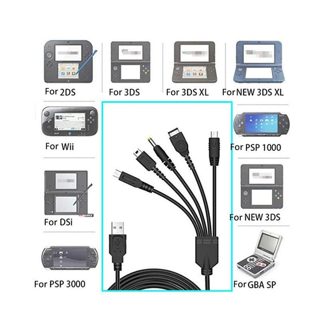 Universal 5-In-1 Usb Charger For Wii U 3Ds Nds Psp-1915198051509735428