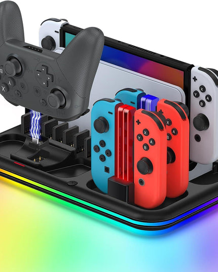 Rgb Light Charging Dock For Switch Oled - Compact-1922443390637707272