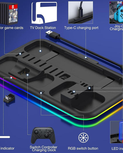Rgb Light Charging Dock For Switch Oled - Compact-1922443390637707266