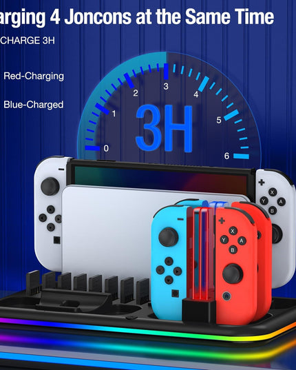 Rgb Light Charging Dock For Switch Oled - Compact-1922443390637707268