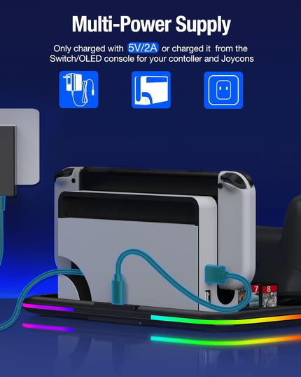Rgb Light Charging Dock For Switch Oled - Compact-1922443390637707269