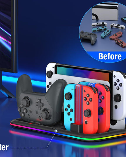 Rgb Light Charging Dock For Switch Oled - Compact-1922443390637707270