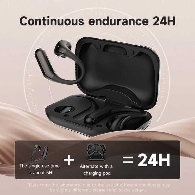 Wireless Half In-Ear Sports Earphones - Black-1915196694010662914