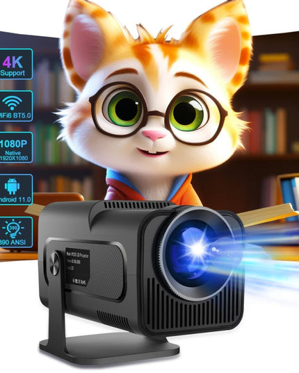 1080P 390 Lumens 4K Android 11 Projector With Wifi 6 And Bluetooth 5.0 - Supports Miracast Airplay And Dlna - Hy320-1915197820974010369