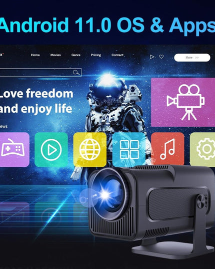 1080P 390 Lumens 4K Android 11 Projector With Wifi 6 And Bluetooth 5.0 - Supports Miracast Airplay And Dlna - Hy320-1915197820974010371