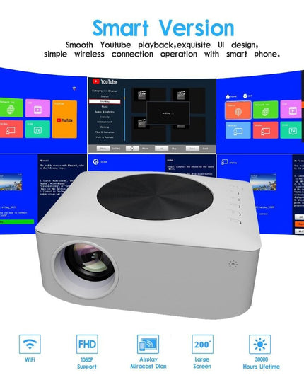 1080P Mini Wifi Projector - Wireless Screen Mirroring-1915196515752742913